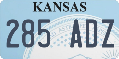 KS license plate 285ADZ
