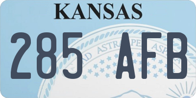 KS license plate 285AFB