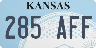 KS license plate 285AFF