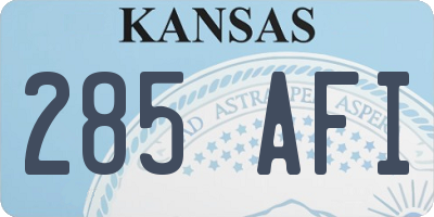 KS license plate 285AFI