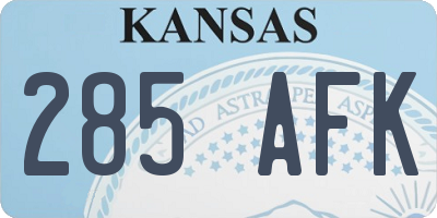 KS license plate 285AFK