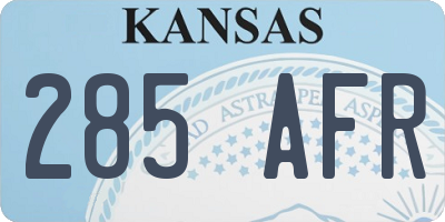 KS license plate 285AFR