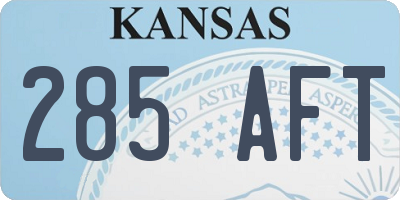 KS license plate 285AFT