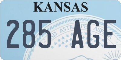 KS license plate 285AGE