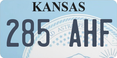 KS license plate 285AHF