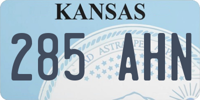 KS license plate 285AHN