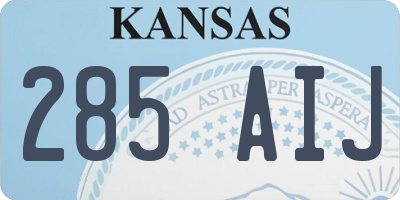 KS license plate 285AIJ