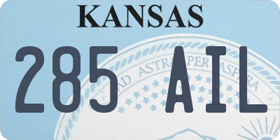 KS license plate 285AIL