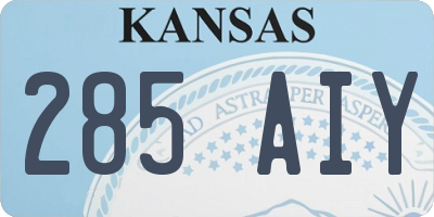 KS license plate 285AIY