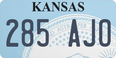 KS license plate 285AJO