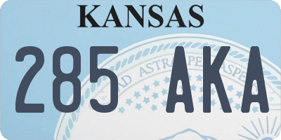 KS license plate 285AKA