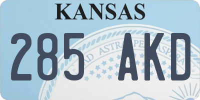 KS license plate 285AKD