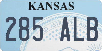 KS license plate 285ALB