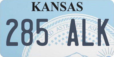KS license plate 285ALK
