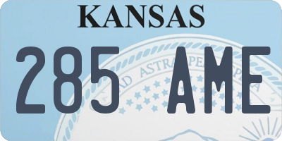 KS license plate 285AME