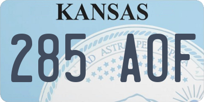 KS license plate 285AOF