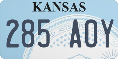 KS license plate 285AOY