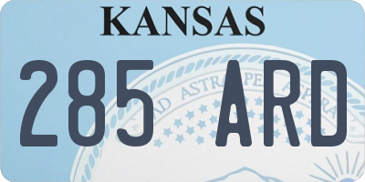 KS license plate 285ARD