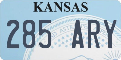 KS license plate 285ARY