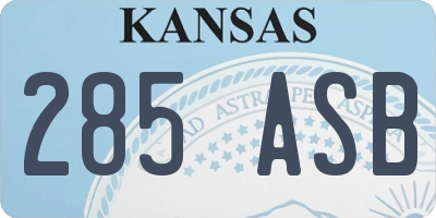 KS license plate 285ASB