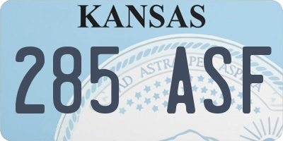 KS license plate 285ASF