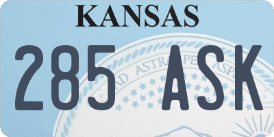 KS license plate 285ASK