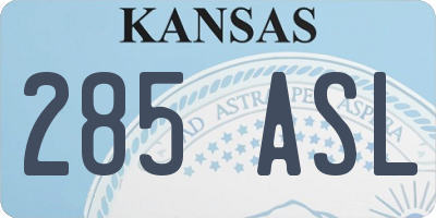 KS license plate 285ASL