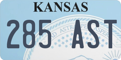 KS license plate 285AST