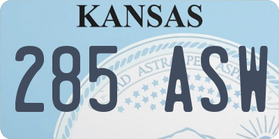 KS license plate 285ASW