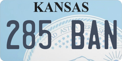KS license plate 285BAN