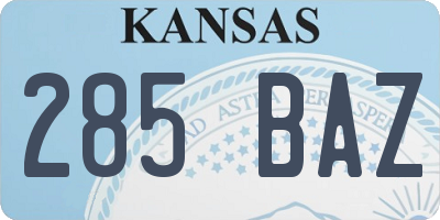 KS license plate 285BAZ