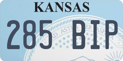 KS license plate 285BIP