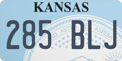 KS license plate 285BLJ