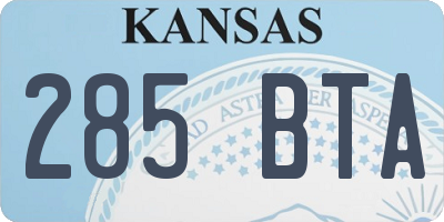 KS license plate 285BTA