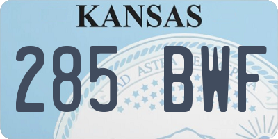 KS license plate 285BWF