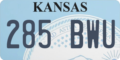 KS license plate 285BWU
