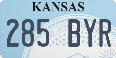 KS license plate 285BYR