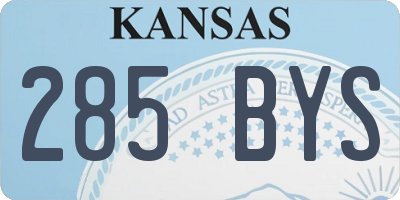 KS license plate 285BYS
