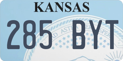 KS license plate 285BYT