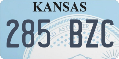 KS license plate 285BZC