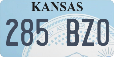 KS license plate 285BZO