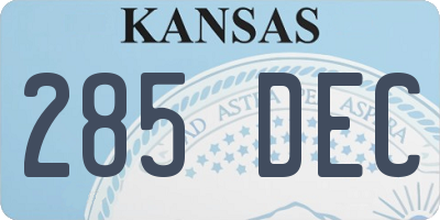 KS license plate 285DEC