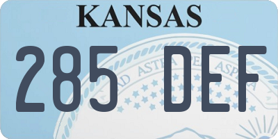 KS license plate 285DEF
