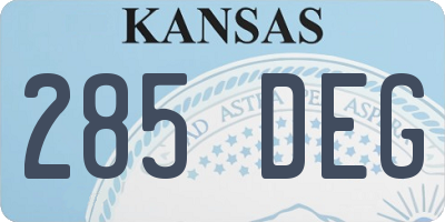 KS license plate 285DEG