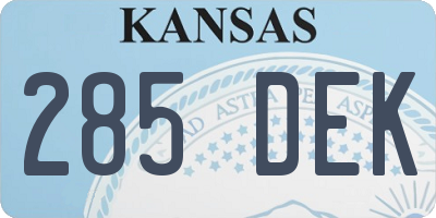 KS license plate 285DEK