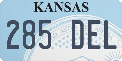 KS license plate 285DEL