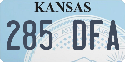 KS license plate 285DFA