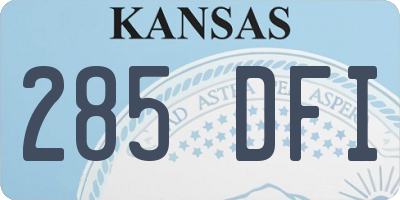 KS license plate 285DFI