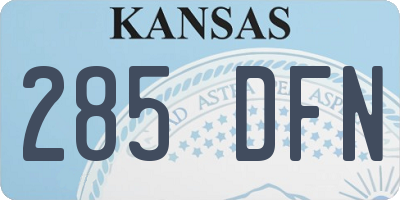 KS license plate 285DFN