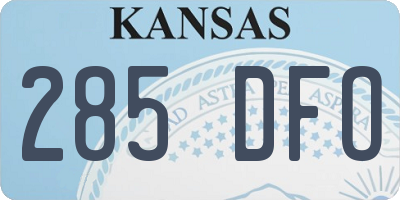 KS license plate 285DFO